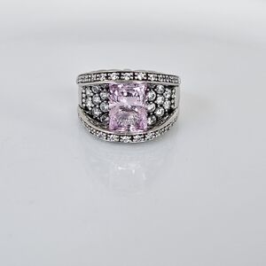 Victoria Wieck Pink Sapphire &  Diamond Simulant Ring Sterling Silver Sz 7!